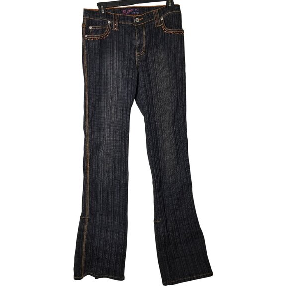 Fluid Jeans Juniors Pleated Sequin Denim Blue Jeans Size 13 Y2K 2000s Grunge - Picture 1 of 11
